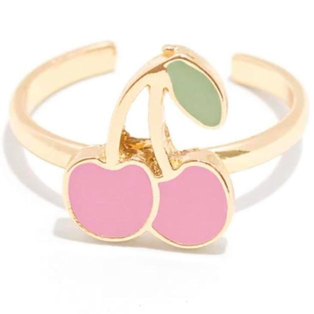 Frazier Sterling Gold Filled Cherry Ring with Pink and Green Enamel